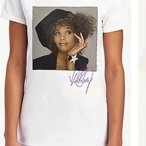 White Graphic Photo Tee with Signed-Style Print